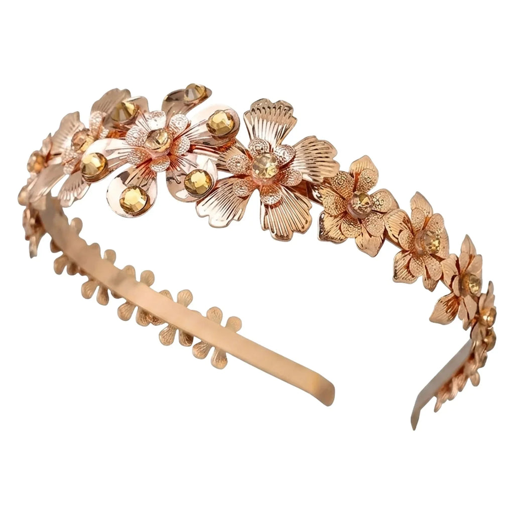Bridal Floral Metal Leaf Headband | Elegant Wedding Hair Piece
