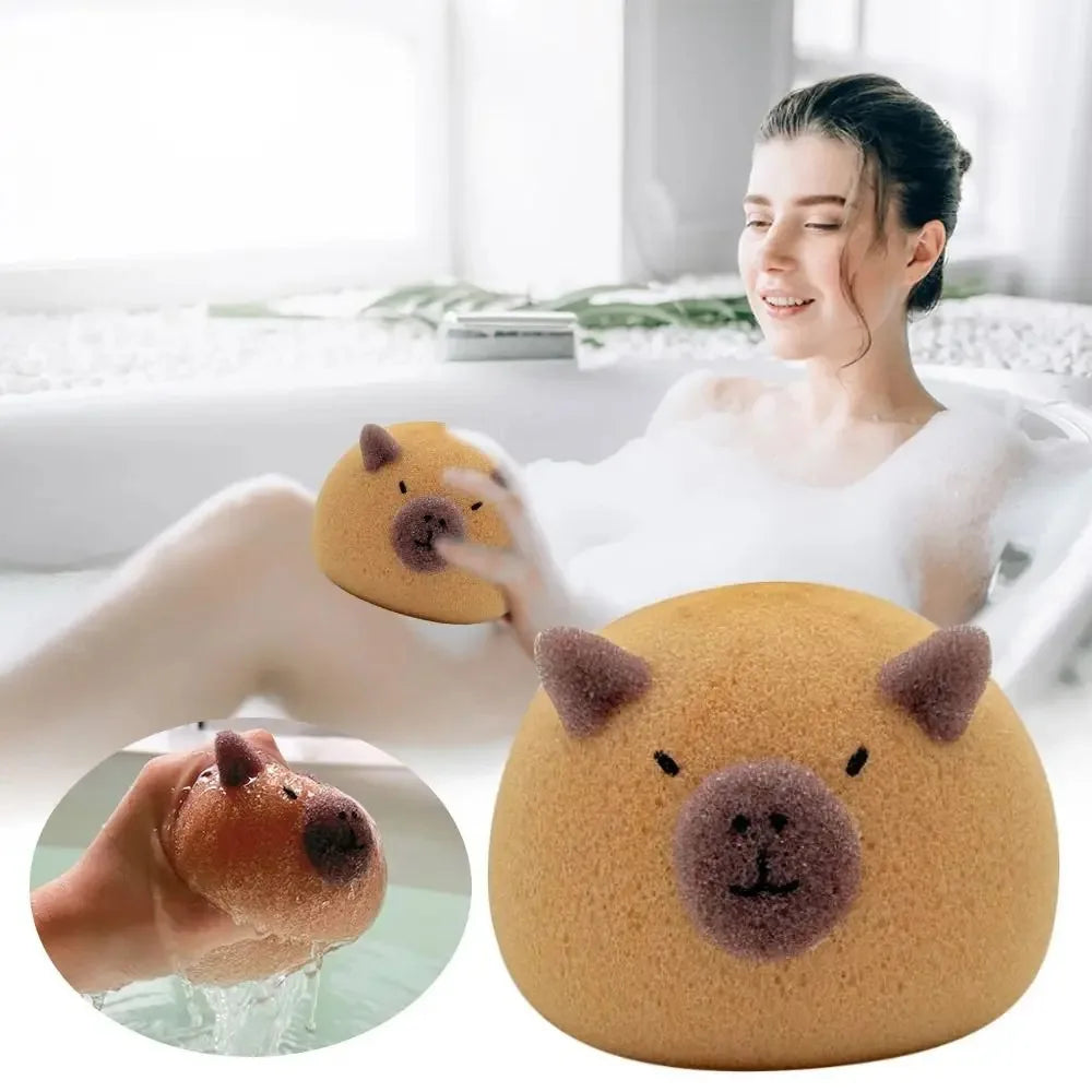 Capybara Bath Sponge – Cartoon Animal Body Scrubber for Kids