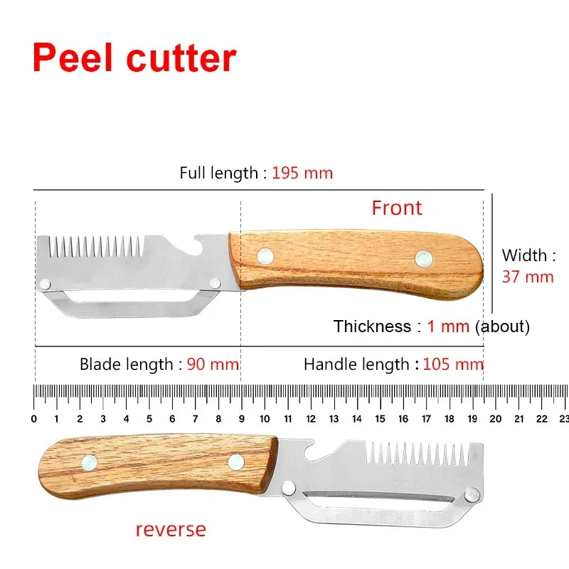 3-in-1 Stainless Steel Vegetable Peeler with Wooden Handle