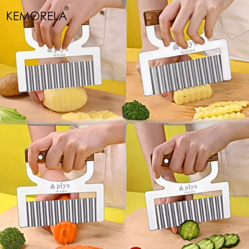 KEMORELA Stainless Steel Wavy Potato Slicer & Flower Cutter
