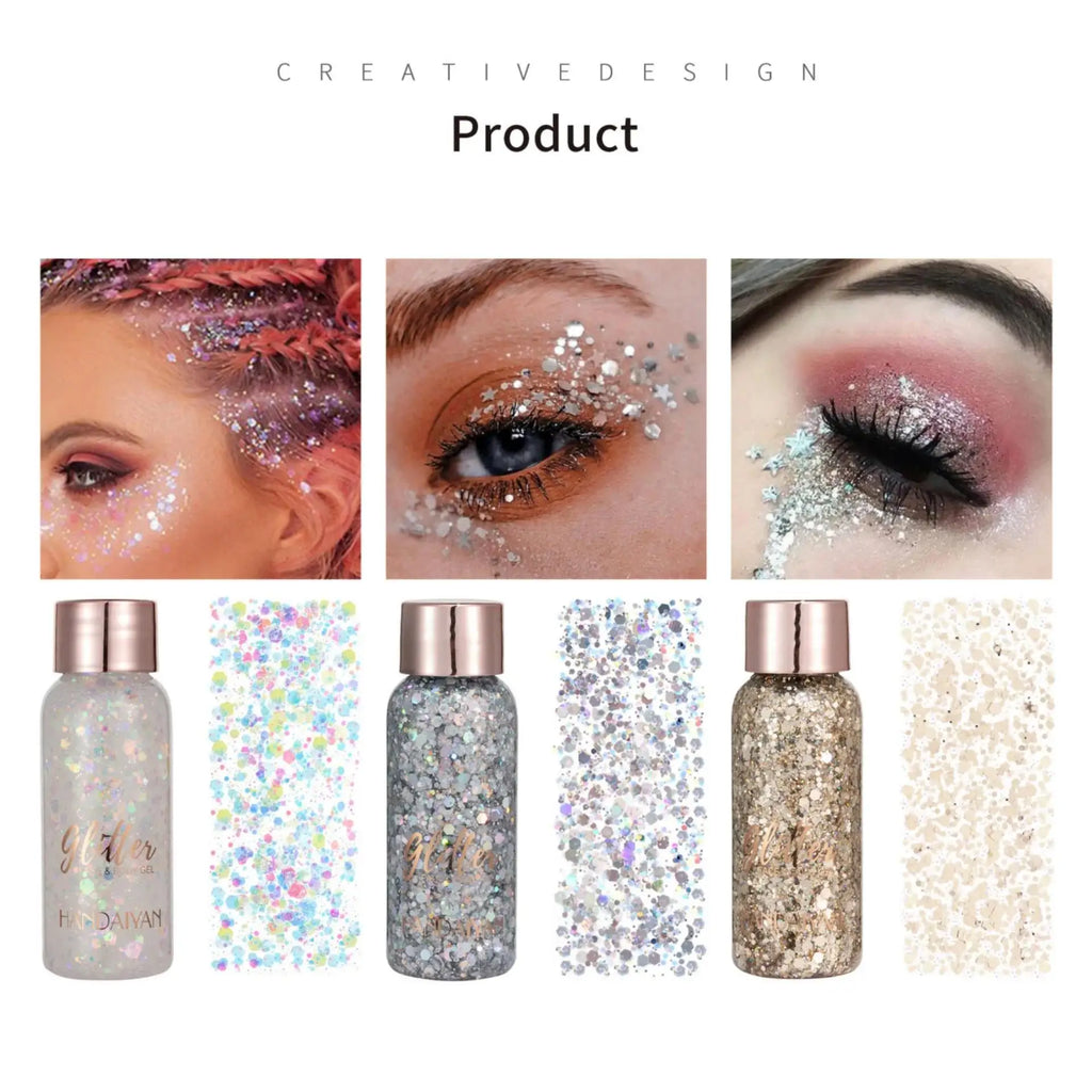 HANDAIYAN 9-Shade Glitter Gel for Face, Body, Hair & Nails