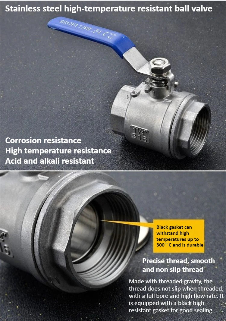 304 Stainless Steel BSP Ball Valve 1/4" to 2" Female Thread