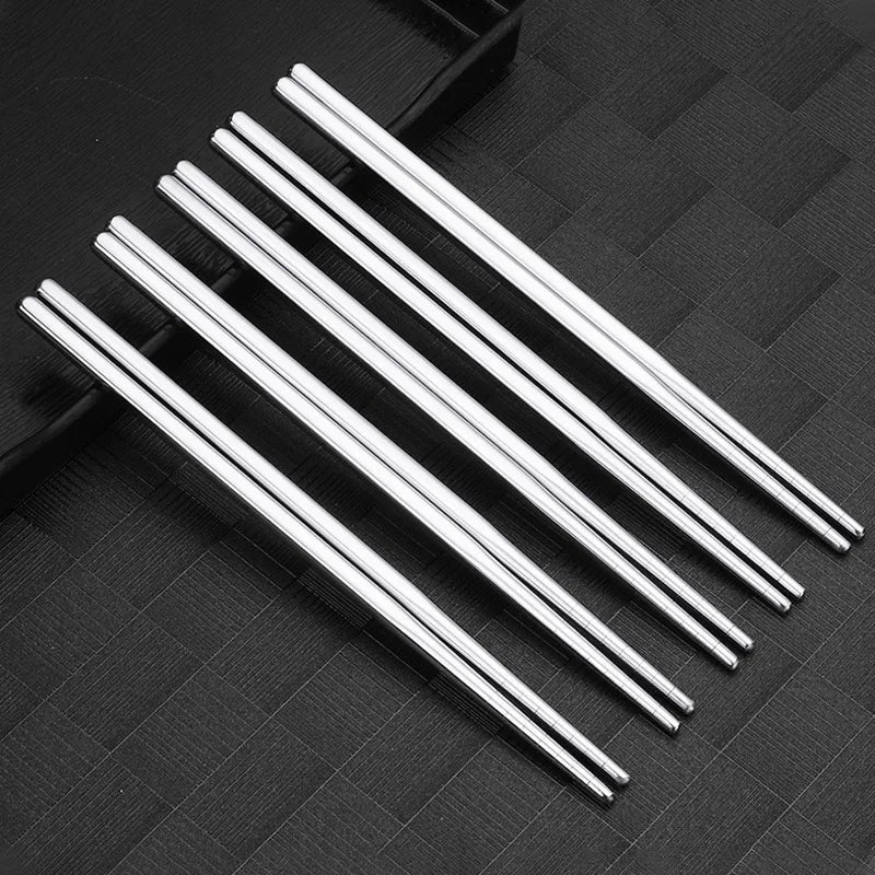 5 Pairs 304 Stainless Steel Chopsticks Reusable Non Slip Dishwasher