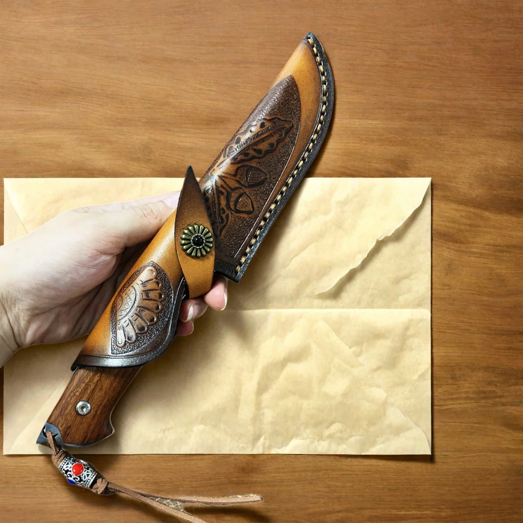 Desert Ironwood Knife – 14C28N Steel 61 HRC + Leather Sheath
