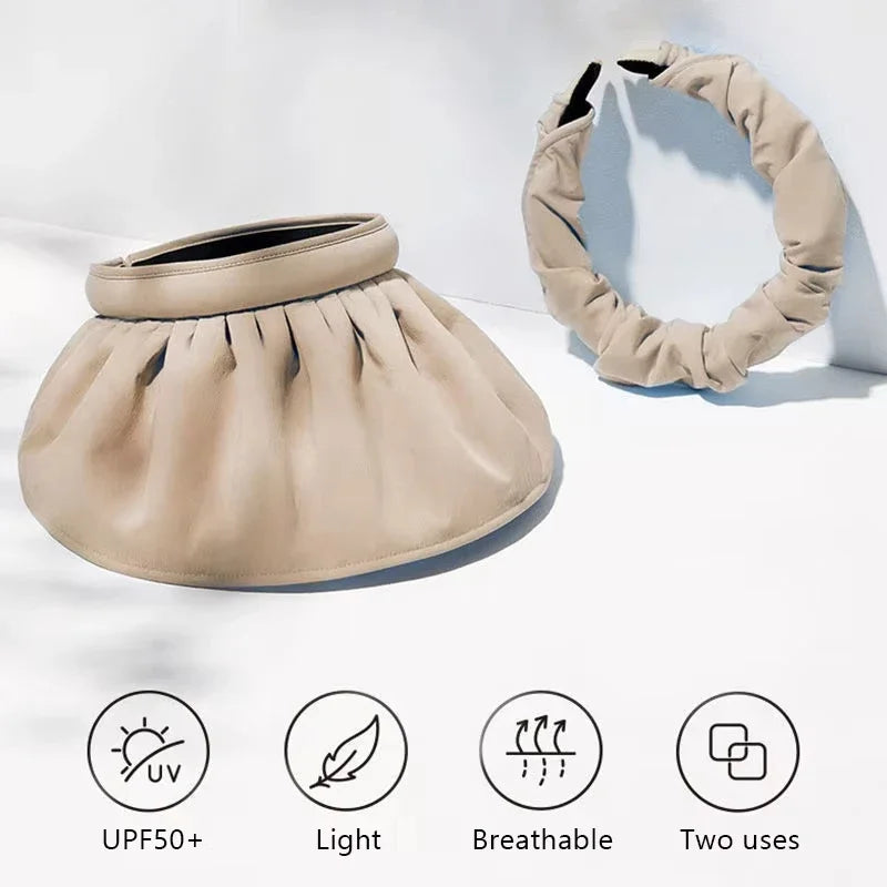 UPF 50+ Convertible Sun Hat & Visor 2-in-1 UV Beach Hat Women