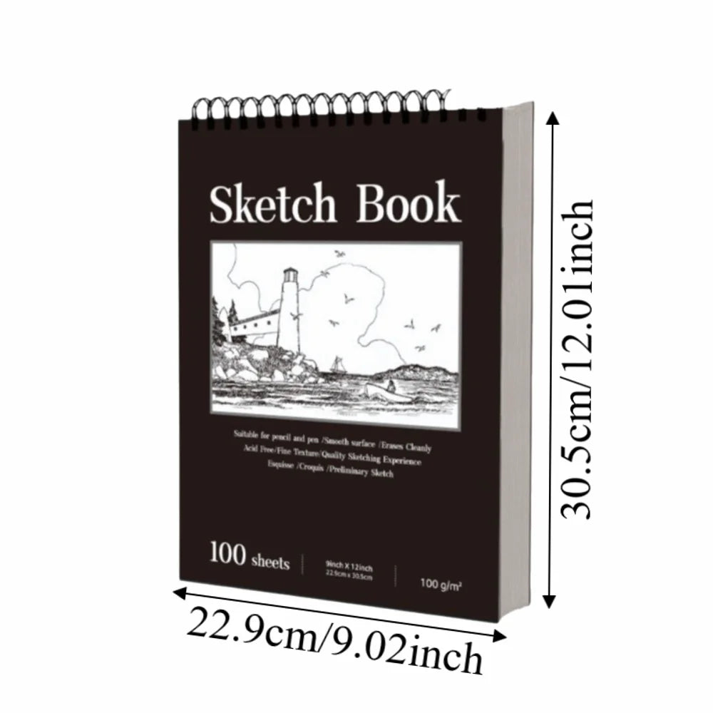 100-Sheet A4 Coil Sketchbook – 100gsm Thick Perforated Drawing Pad