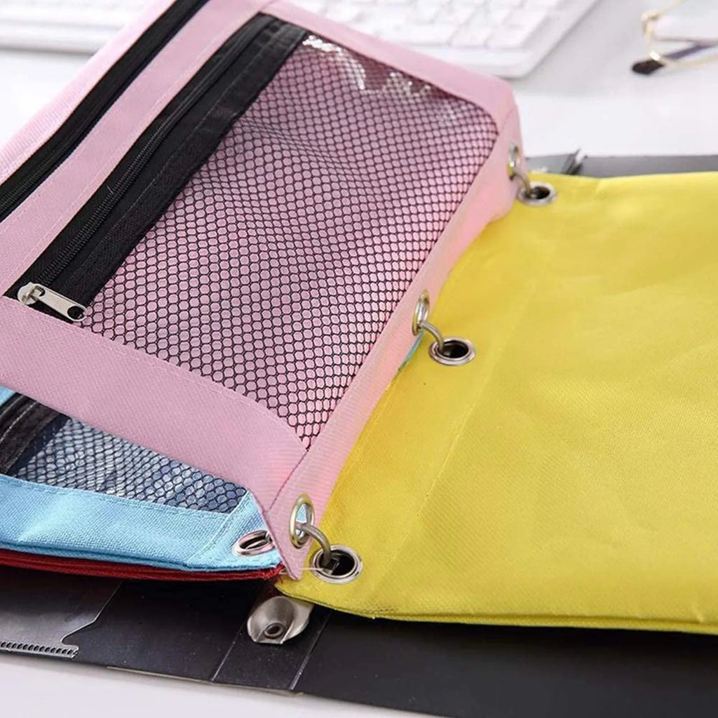Double Layer Canvas Zipper Pencil Case & File Bag | Colorful