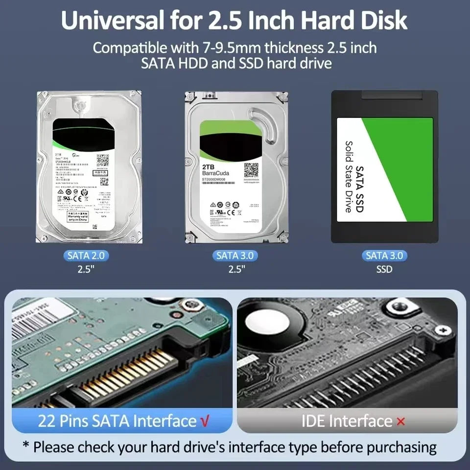 Transparent HDD Case Enclosure SATA USB 3 0 Type-c 1 UASP Clear Hard