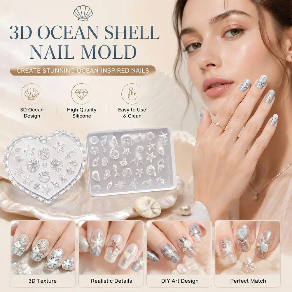 3D Ocean Silicone Nail Art Mold – Starfish & Shell Designs