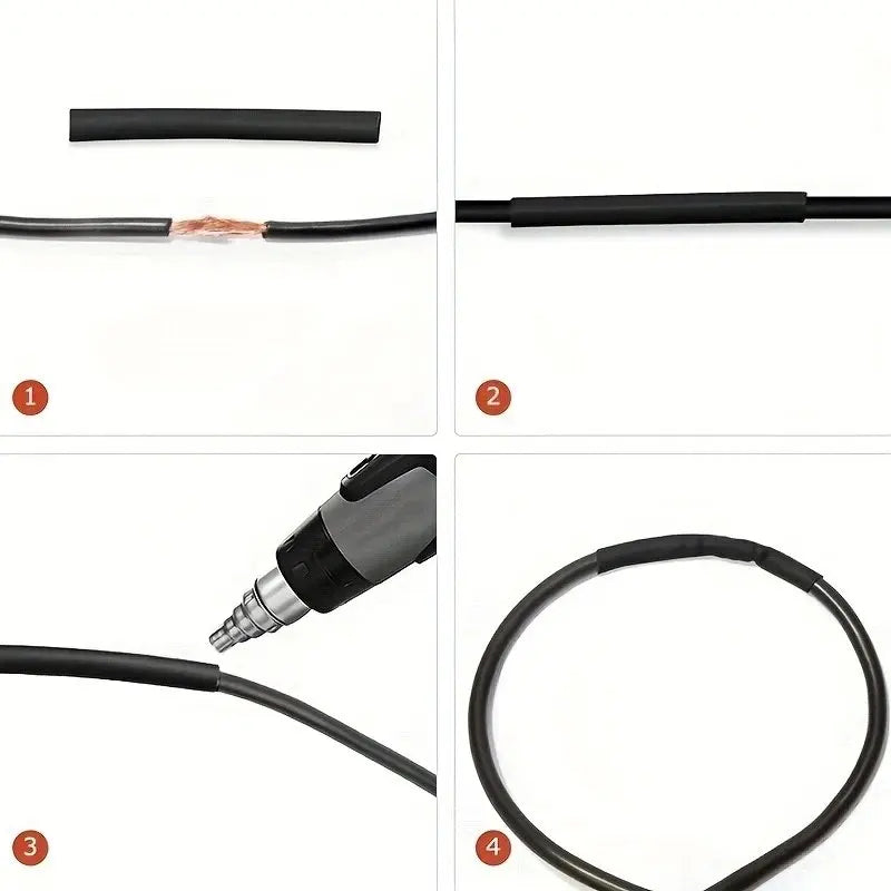 127-Piece Black Heat Shrink Tubing Set | 7 Sizes Polyolefin