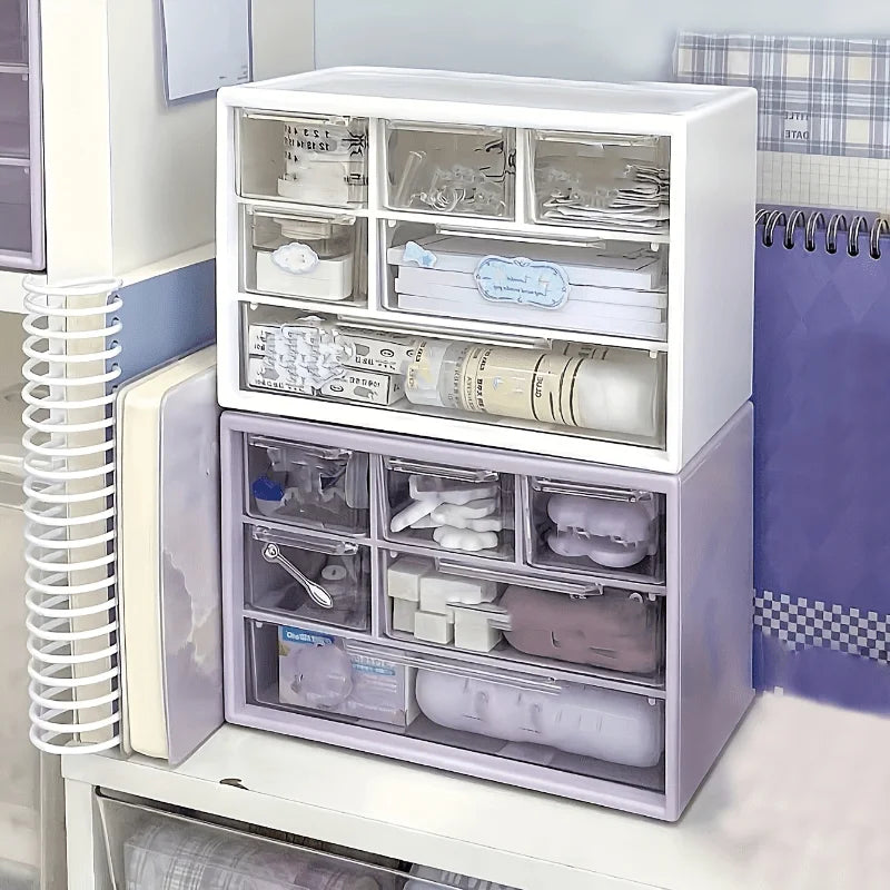 Dustproof Clear Plastic Desktop Storage Box Drawers Transparent Mini
