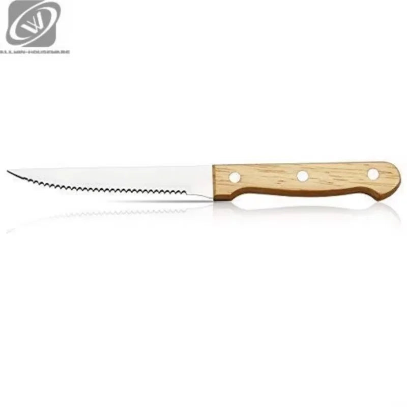 Serrated Steak Knives Set – Stainless Steel & Wood Handle