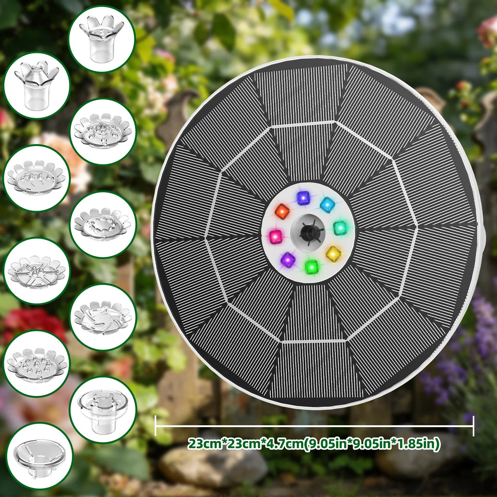 6.5W Solar Bird Bath Fountain Pump – LED Lights & Battery