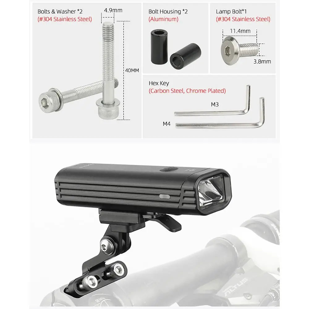 Bicycle Headlight Mount Bracket – GoPro Interface MTB LED Lamp