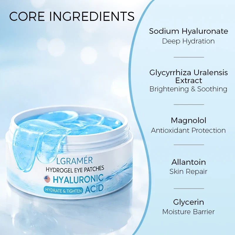 LGRAMER Hyaluronic Acid Under Eye Patches – 60 Collagen Pads