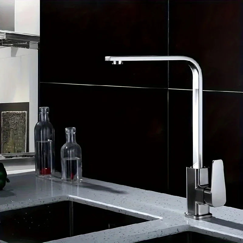 Single Handle Rotatable Kitchen Faucet | Stainless Steel Hot & Cold