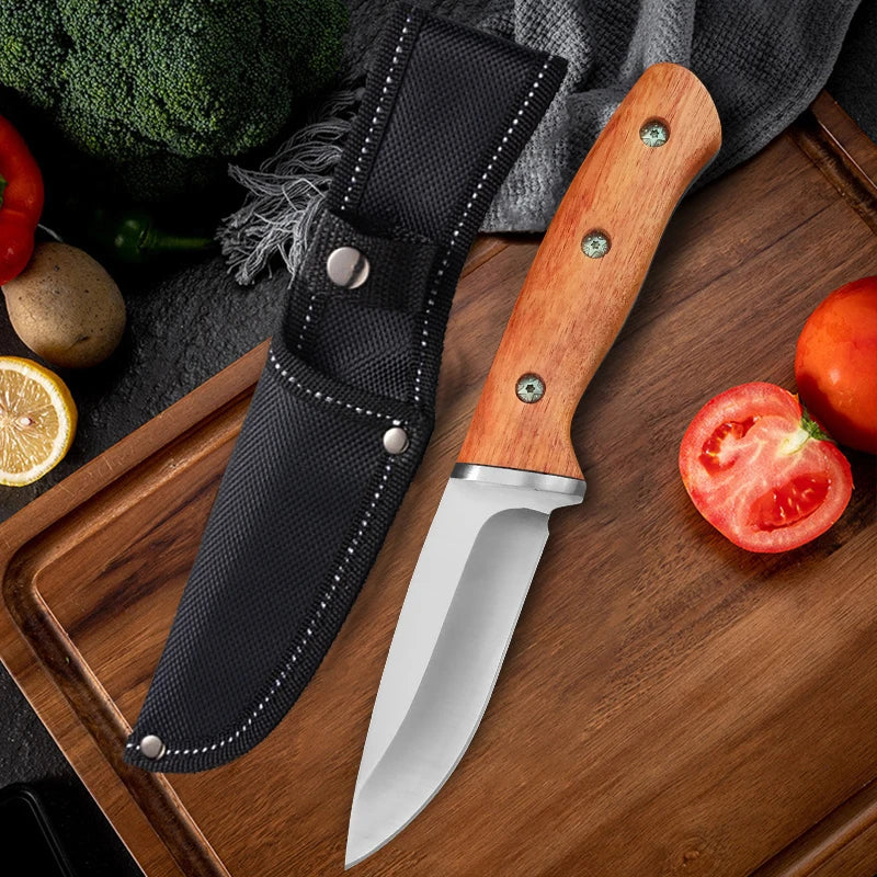 Rosewood Handle Fruit & Boning Knife with Sheath | 4Cr15 Steel