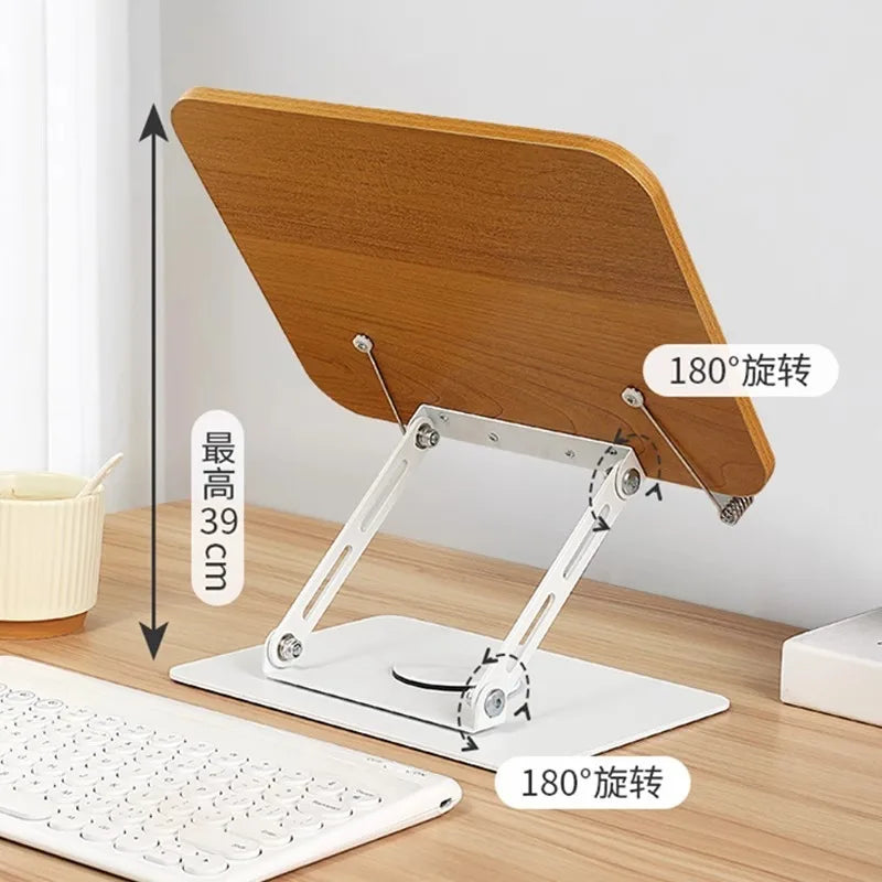 Music Stand Laptop Lifting Rotating Base Wooden Board Page Clip That