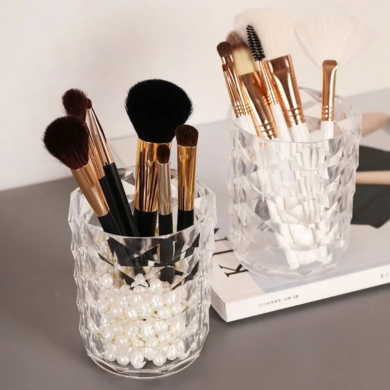 Acrylic Makeup Brush Holder & Desktop Cosmetic Storage Box