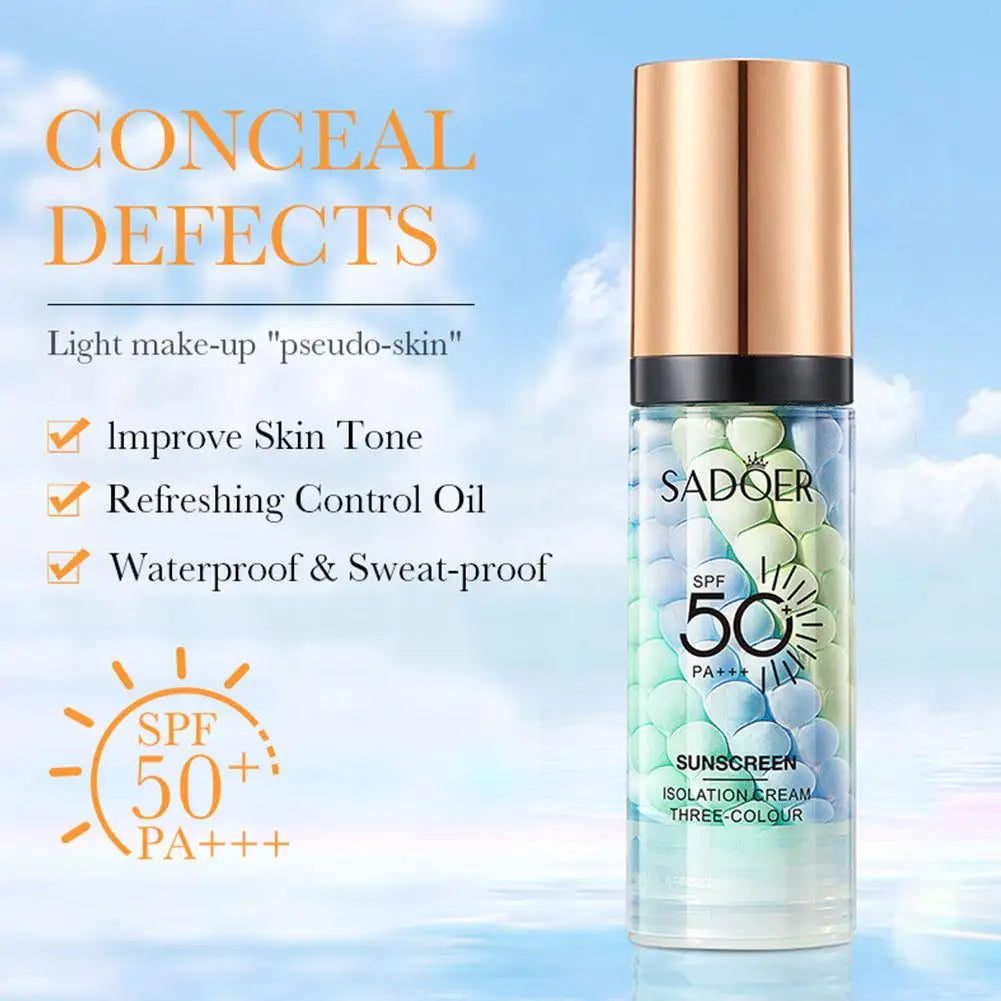 SADOER Tri-Color Makeup Primer SPF50+ Contour Base Cream 40g