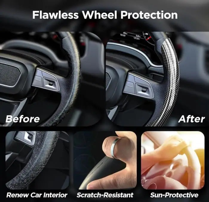 Carbon Fiber Steering Wheel Cover – Anti-Slip Clip-On Universal