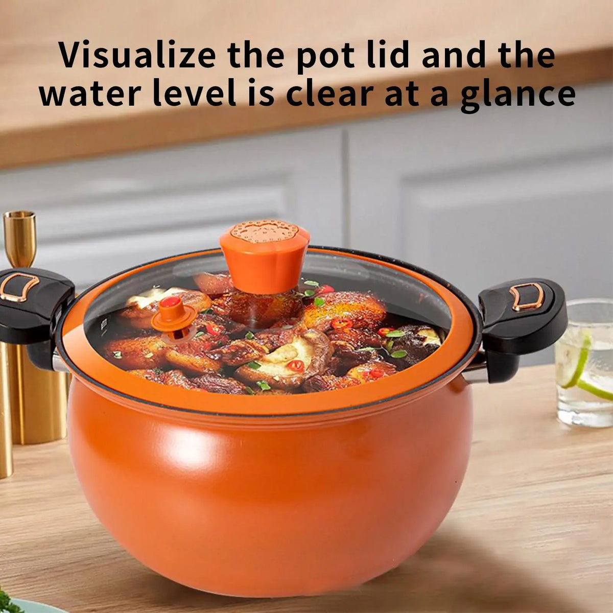 Pressure Cooker Cooking Pot Stew Fast Heating Non Stick See Through
