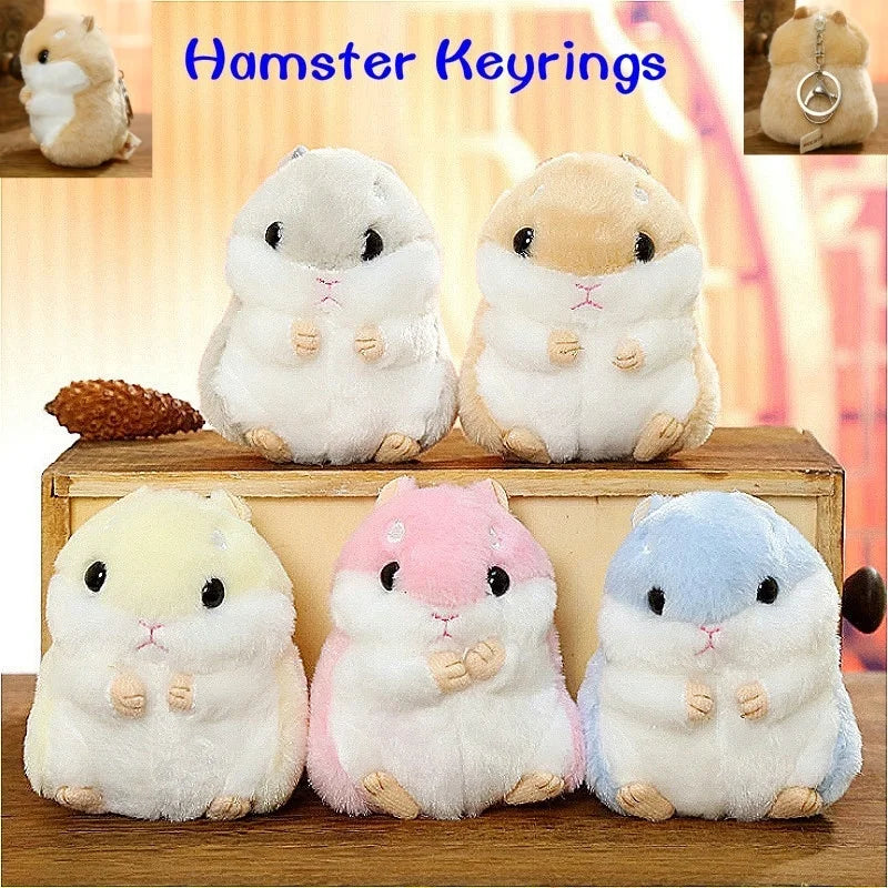 Kawaii Hamster Keychain – Fluffy Faux Fur Pompom Bag Charm
