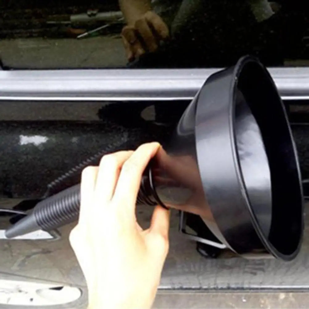 Wide Mouth Flexible Fuel Funnel with Strainer | Car, Truck & Bike