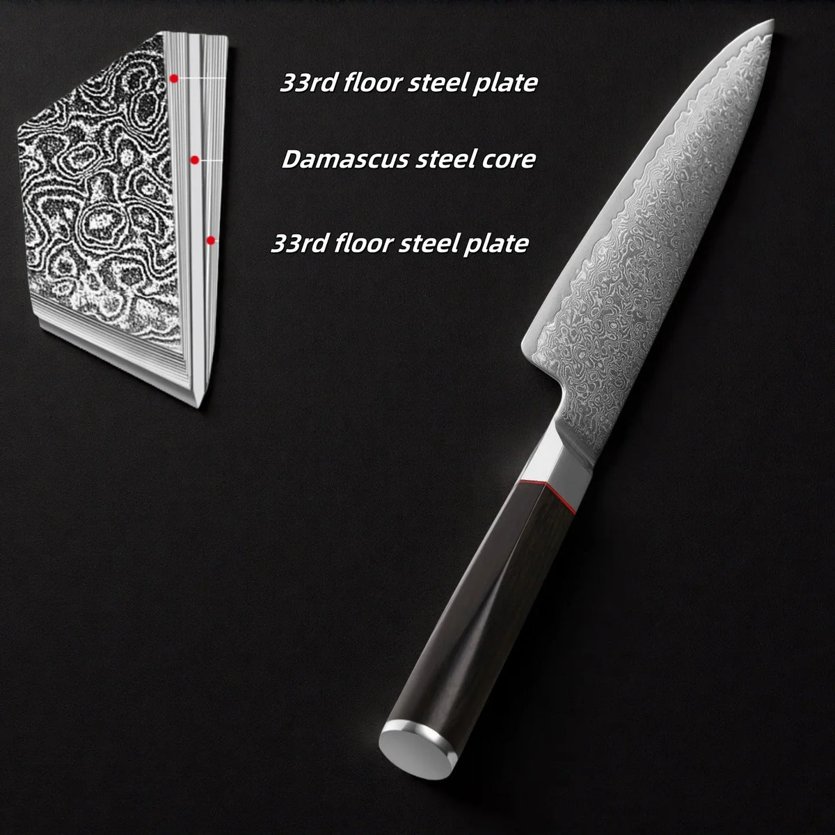 8-Inch Damascus Chef Knife – 67-Layer VG-10 Steel & Walnut Handle