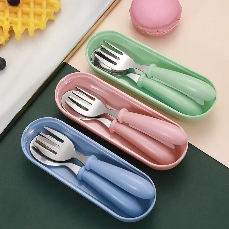 3-Piece Kids Stainless Steel Cutlery Set – Spoon, Fork & Box