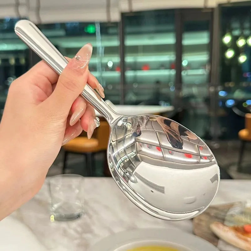Stainless Steel Ladles Serving Soup Rice Spoon Drain Hole Heat