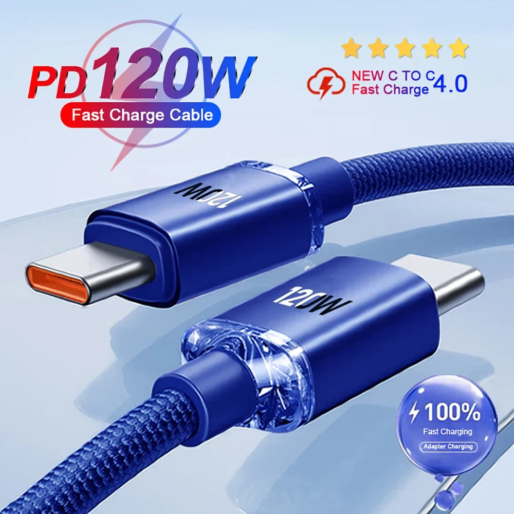 120W USB-C to USB-C Fast Charging Cable | iPhone Samsung