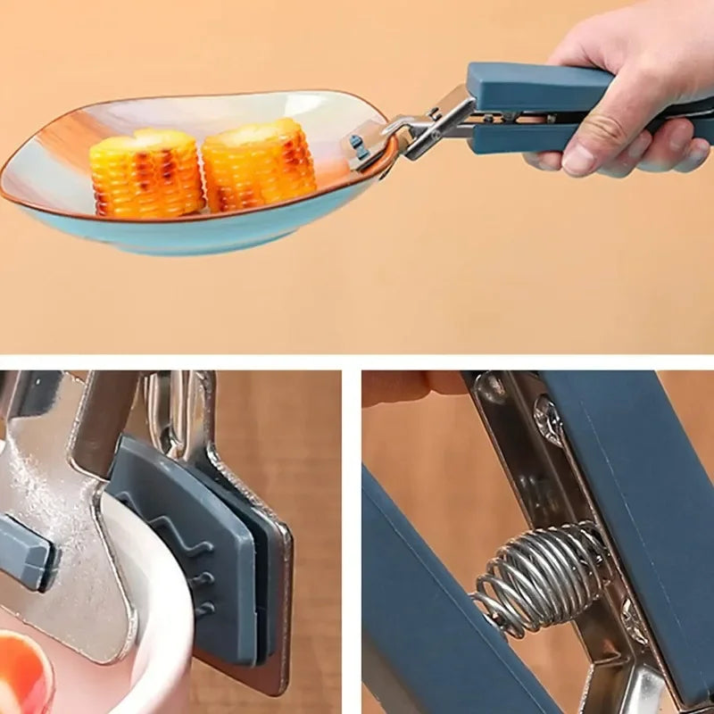 3-Piece Silicone Pot Holder Gripper Clip Set | Non-Slip Kitchen Tongs