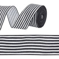 Black & White Striped Polyester Ribbon 2.5" – 12 Yards per Roll