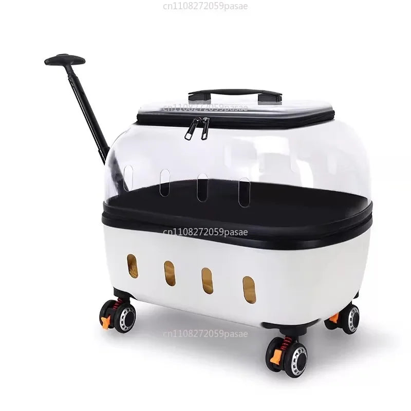 Large Transparent Rolling Cat Carrier Suitcase | Dual-Mode