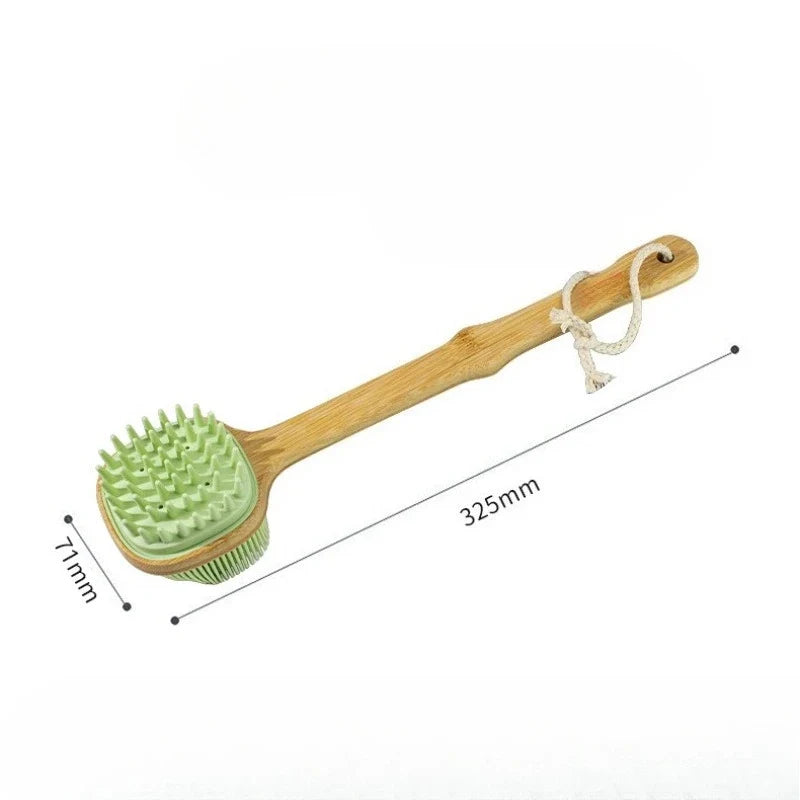 Soft Silicone Body Cleansing Brush Detachable Long Wooden Handle
