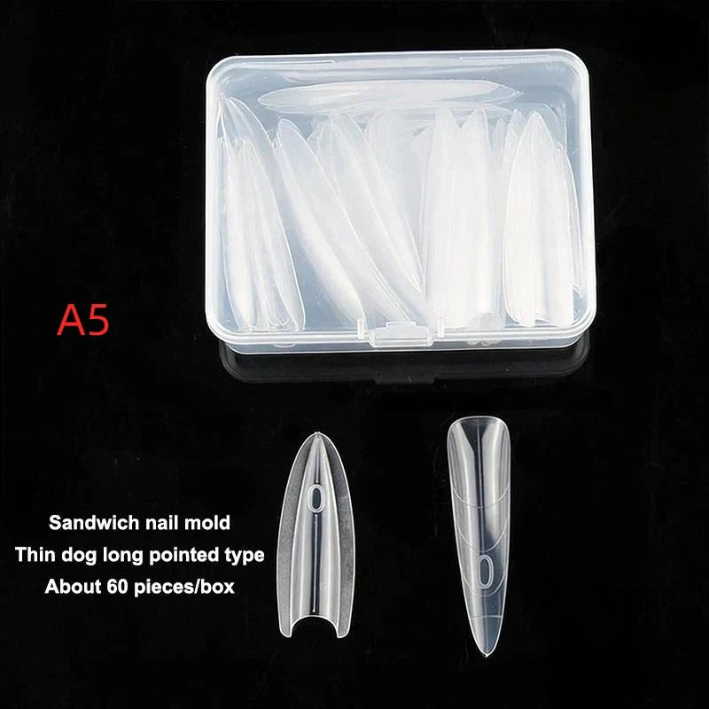 60-Pc Coffin Dual Nail Extension Forms – Acrylic Mold Kit
