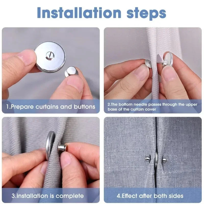 1-10Pairs Curtain Magnetic Button Nail Detachable Window Close Magnet