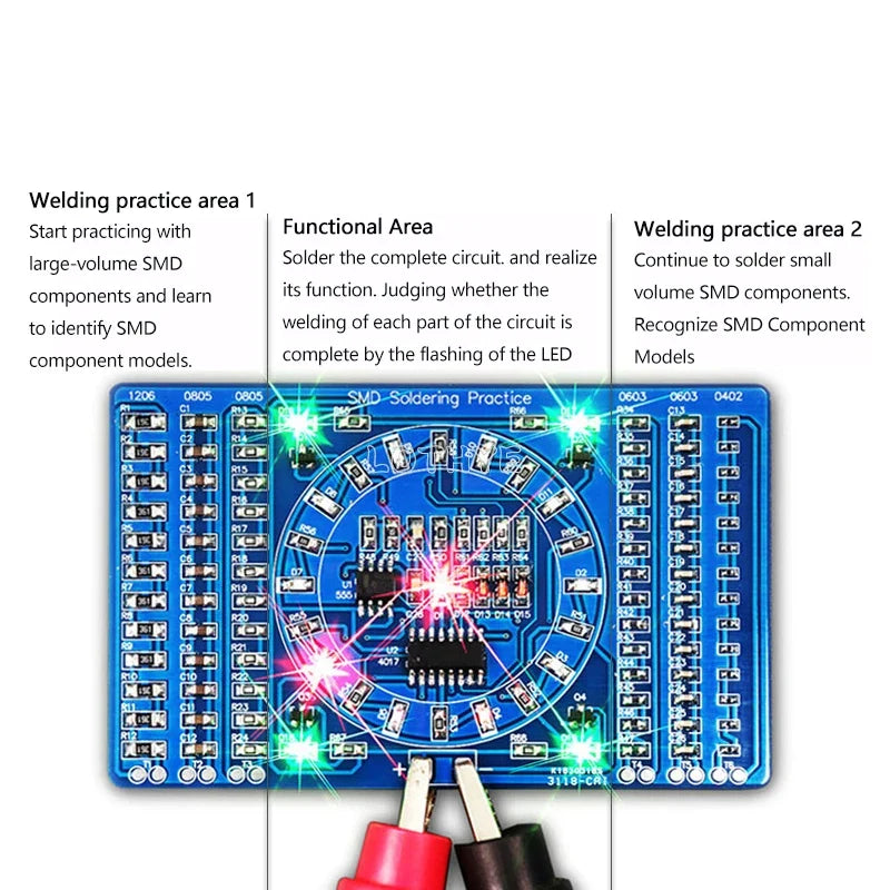 SMD Soldering Practice Kit – NE555 CD4017 Rotating LED Board