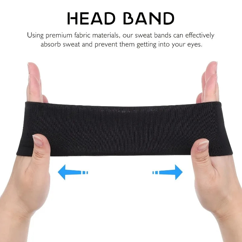 7-Pack Unisex Sports Headbands – Non-Slip Elastic Sweatbands