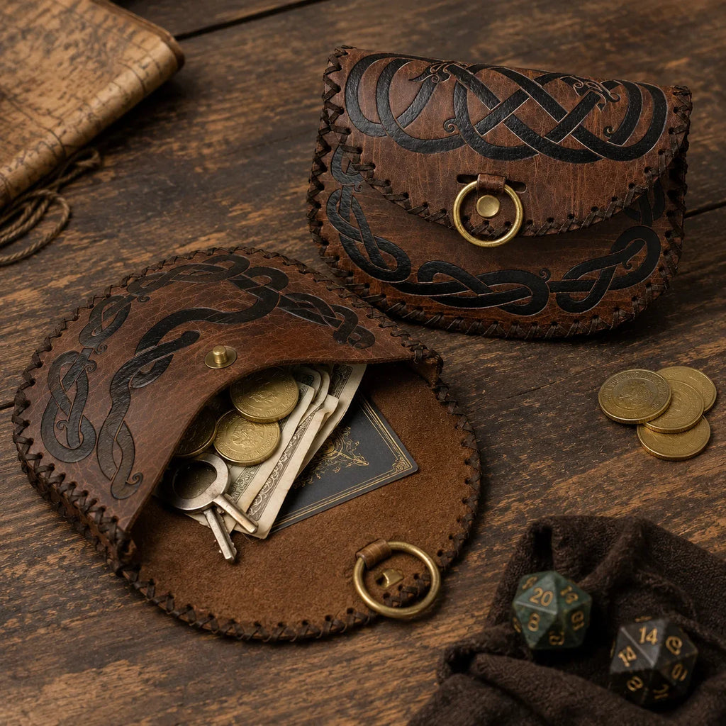 Medieval Leather Belt Pouch Vintage Renaissance Waist Bag Viking
