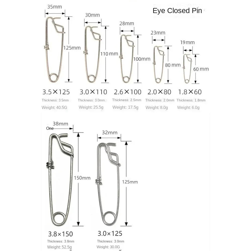 10 Pcs Stainless Steel Longline Fishing Clips & Snap Swivels
