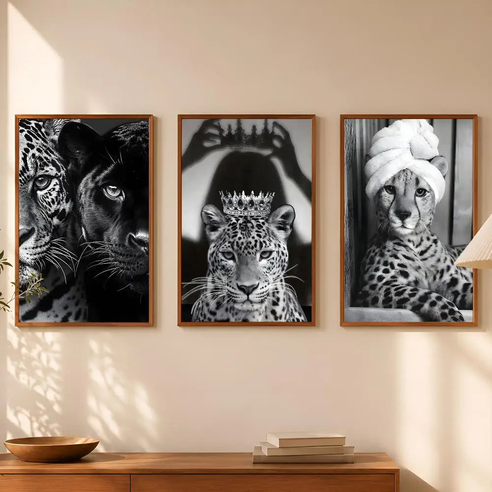 Black & White Leopard Self-Stick Wall Art Poster | Waterproof