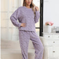 Women's Winter Coral Velvet Pajama Set – Warm Soft Loungewear