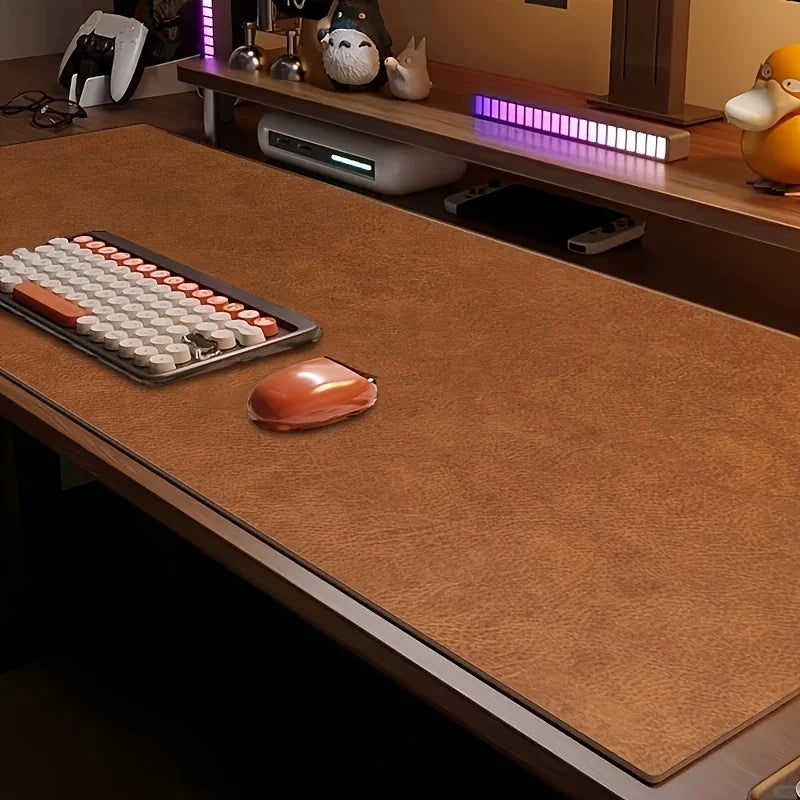 Vintage Faux Leather Desk Mat Mouse Pad Non-slip Double-sided