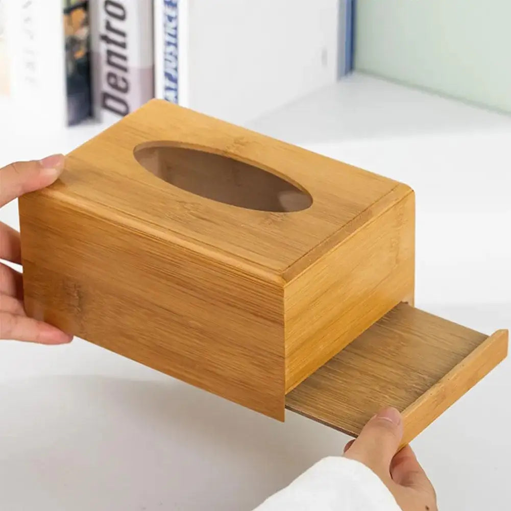 Bamboo Wood Tissue Box Cover | Decorative Napkin Holder