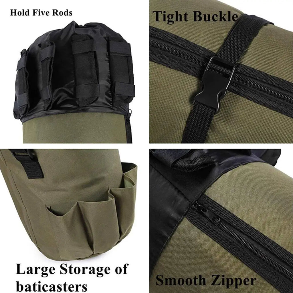 Portable Fishing Rod Storage Bag Waterproof Canvas Travel Case