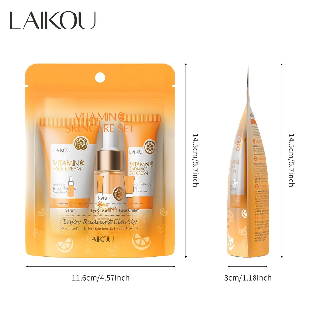 LAIKOU Vitamin C Facial Set – Hydrating & Brightening 3-Piece