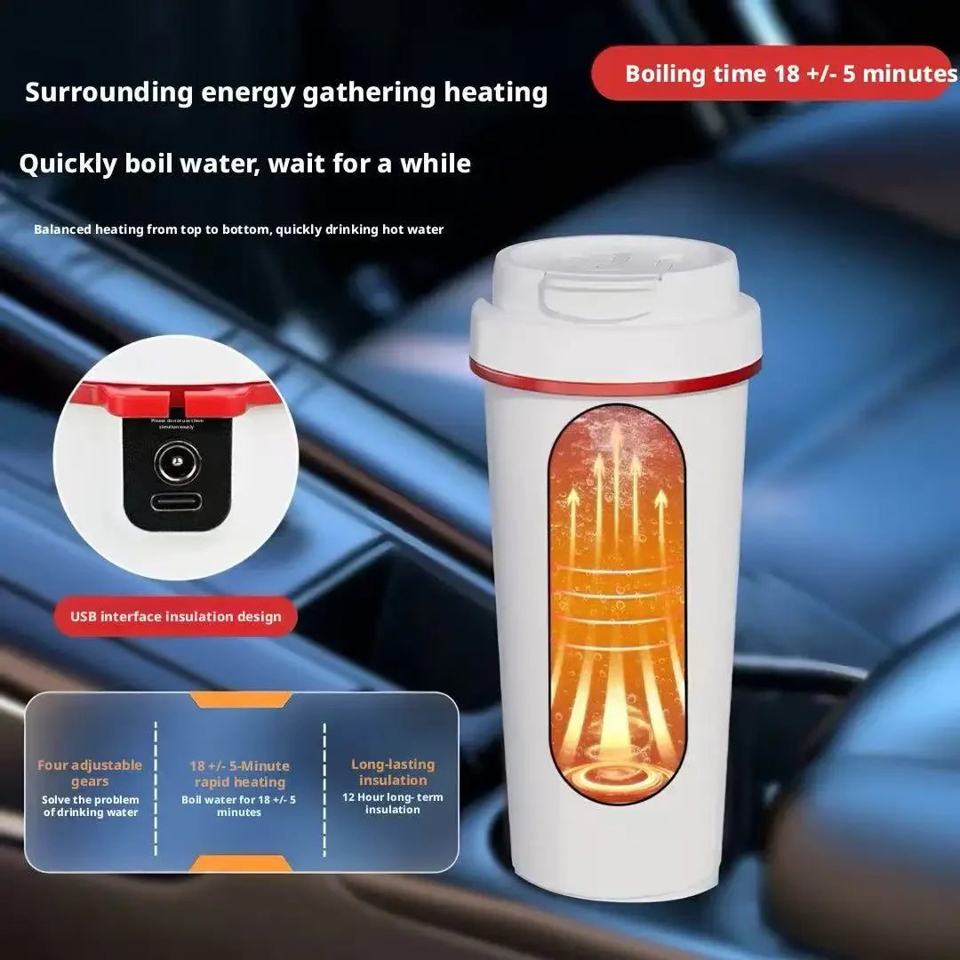 500ml Car Electric Kettle | 316 Steel 12V/24V Heating Travel Mug
