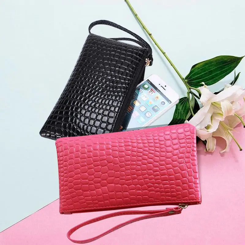 Crocodile PU Leather Wallet Clutch Purse | Card & Phone Holder
